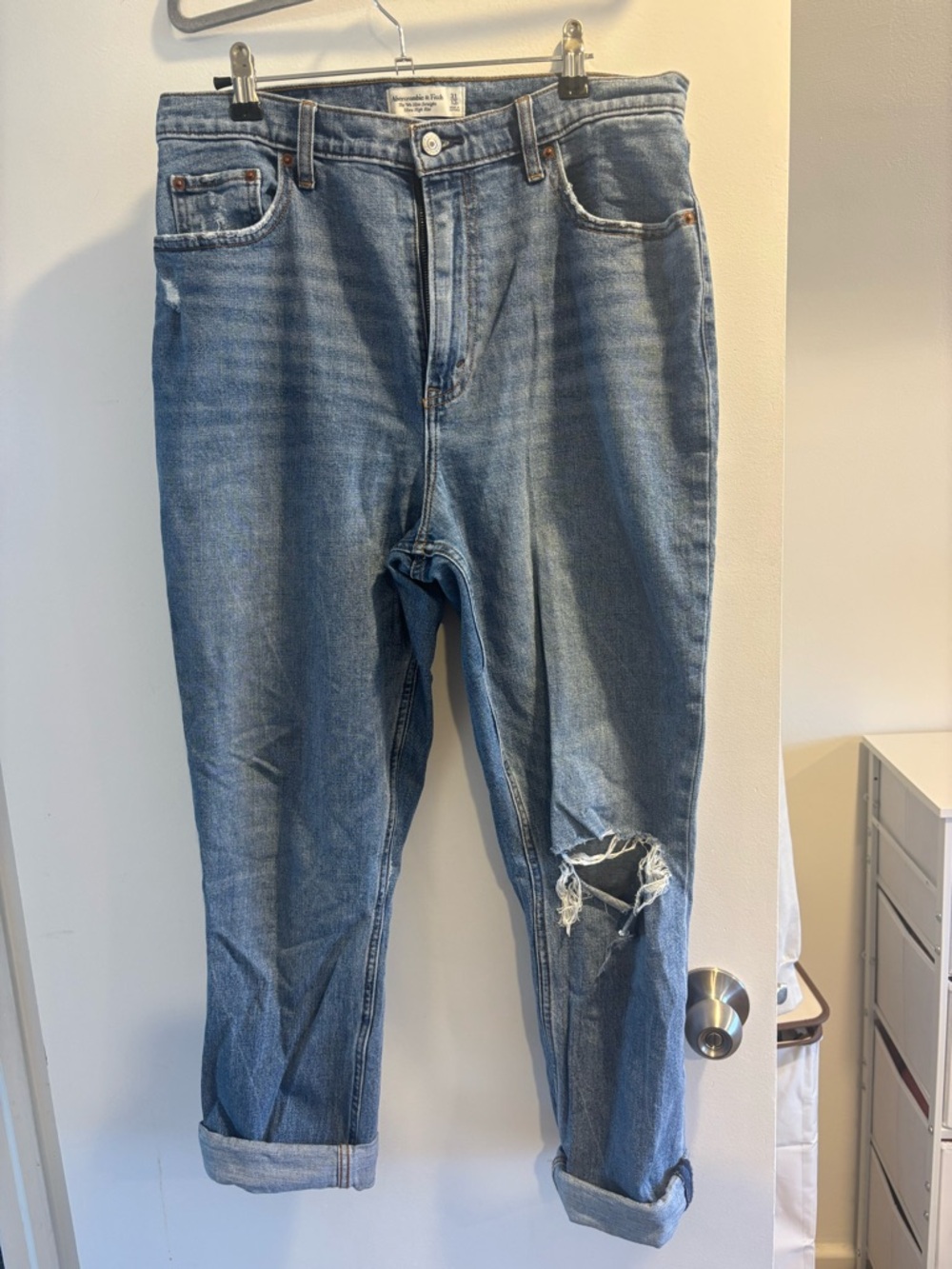 Abercrombie & Fitch Light Blue Boyfriend Ripped Jeans